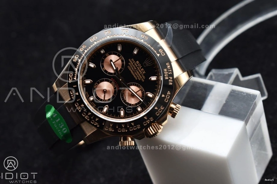 Best Daytona SH4130 116518 Oysterflex Strap RG 1:1 APSF Dial Rubber on Black Edition 0404